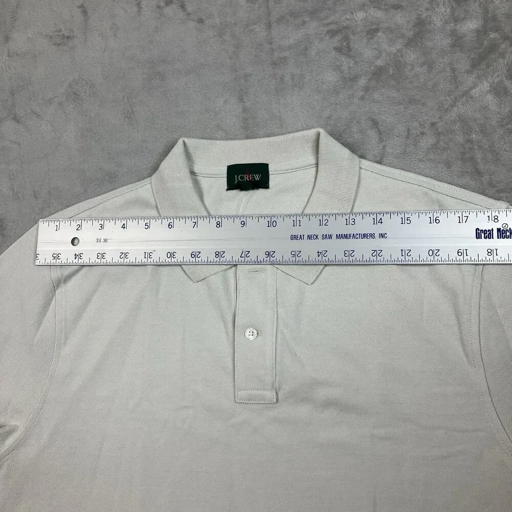 J.Crew Long Sleeve Pique Polo Shirt Mens XL Stone Cotton Classic Preppy Golfwear